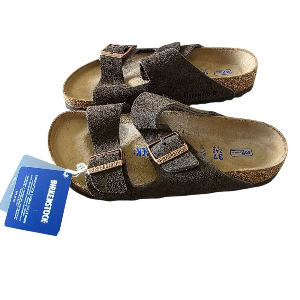Birkenstock Arizona Soft Footbed Suede Sandals Mocca Women’s 6 EU 37 Regular NWT - Picture 9 of 16